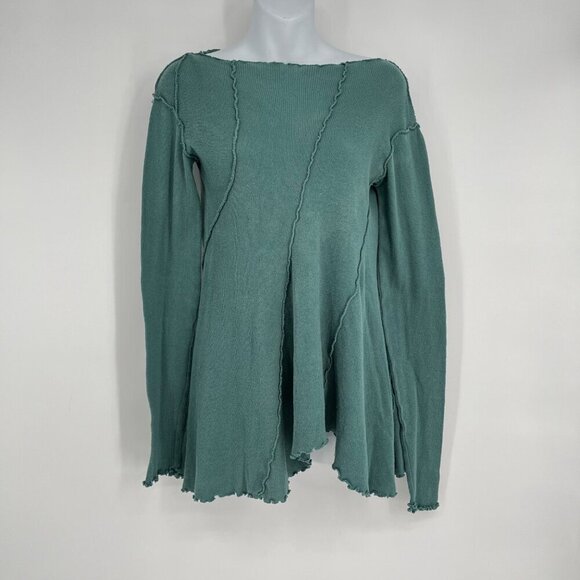We The Free Teal Long Sleeve Asymmetrical Hem Top - Picture 9 of 9